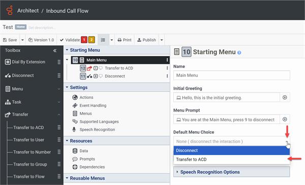 Set Default Menu Choice